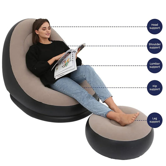 Portable Inflatable Air Couch with Pump — Indoor & Outdoor