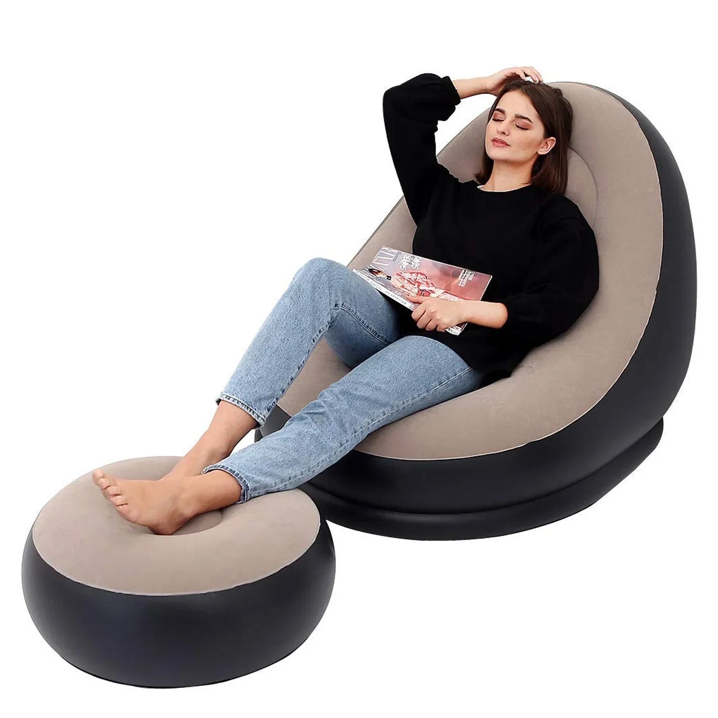 Portable Inflatable Air Couch with Pump — Indoor & Outdoor