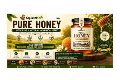 Squirrel Harvest Raw Honey | Organic and Pure Natural Honey | Glass Jar Safe Pack