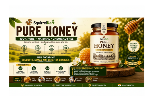 Squirrel Harvest Raw Honey | Organic and Pure Natural Honey | Glass Jar Safe Pack