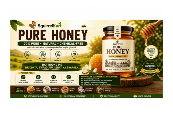 Squirrel Harvest Raw Honey | Organic and Pure Natural Honey | Glass Jar Safe Pack